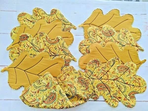 Lifestyles By Bardwell Set 12 Oak Leaf Shaped Placemats, 11 Paisley Napkins New - Picture 1 of 7