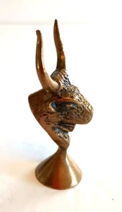 Busto testa di toro minoico vintage figura ottone forza fertilità sole creta toro - Foto 1 di 8