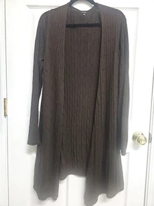 Women's Rafaella Lightweight Brown Long Cardigan Sweater Size L - Picture 1 of 6