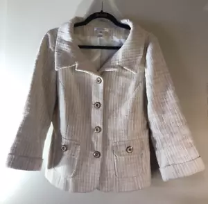 White House creme/beige Markt Schößchen Blazer Jacke gefüttert Größe 12 hergestellt in den USA - Bild 1 von 15