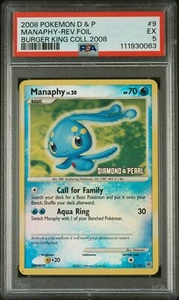 Pokemon PSA 5 2007 POKEMON DIAMOND & PEARL #9 MANAPHY Reverse Holo Burger King - Bild 1 von 2