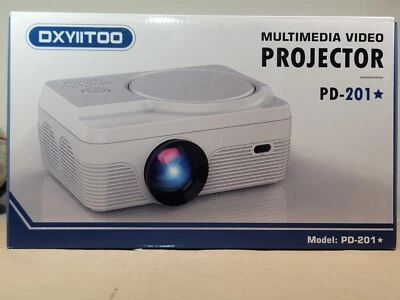 Dxyiitoo PD-201 White Built In DVD Player 1080P Portable Bluetooth Projector