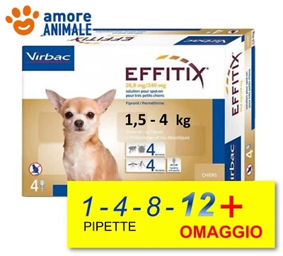 VIRBAC EFFITIX per cani da 1,5-4 kg - 1 / 4 / 8 / 12 pipette Antiparassitario Spot-On