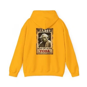 StarWars Yoda Wanted poster graphic Hooded Sweatshirt - Picture 1 of 21