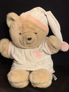 Heart 2 Heart Vintage 1986 Chosun Teddy Bear Plush Toy Doll Pajams Cap WORKS! - Picture 1 of 2