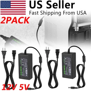 2 PCS AC/DC Adapter 12V 5A 60W Power Supply For 5050 5630 SMD LED Strip Lights - Picture 1 of 12