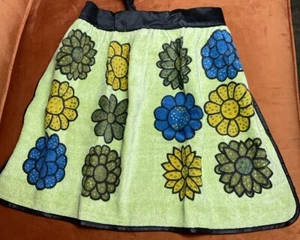 Vintage 70s Half APRON Retro Hippie Mod Floral Design CUTE NOS - Picture 1 of 2