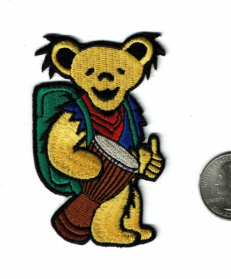 SHIT HATPINS 3" Yellow Hitch Hiking Bear Patch patches dancing grateful dead hiker bears