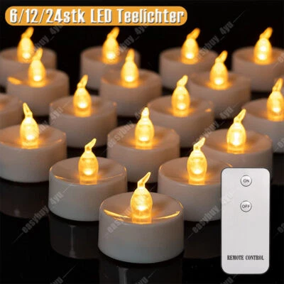 6/12/24er Set LED Teelichter flackernde Kerzen Licht Batterie mit Fernbedienung - Bild 1 von 4