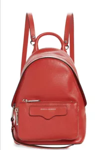 Rebecca Minkoff  Mini Emma Leather Convertible Backpack, Tomato - Picture 1 of 12