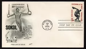 USA, SCOTT # 1262, FLEETWOOD FDC COVER - SOKOL, PHYSICAL FITNESS 1965 GYMNASTICS - Picture 1 of 1