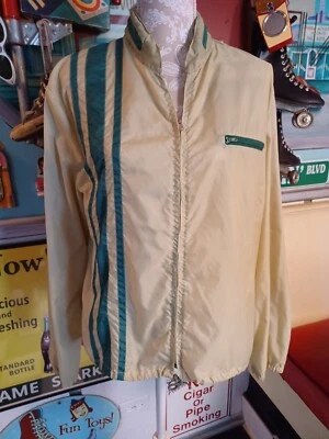 True Vtg mid-century 1970s Aventura Stripe Thin Nylon Windbreaker Jacket  MOD M - Image 1 of 4