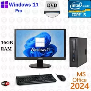 Windows 11 HP i5 3.2 ghz 1TB 16GB RAM 24" LCD WiFi Desktop Computer PC Office24 - Picture 1 of 4