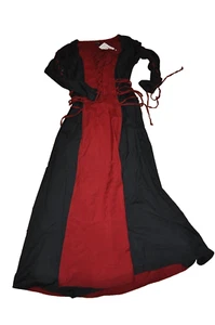 Mittealter Kleid LARP Leonardo Carbone 100% Viscose Größe M Schwarz Rot - Picture 1 of 3