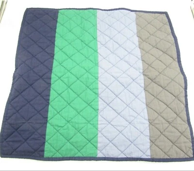Falsa acolchada a rayas Pottery Barn Kids azul euro verde #C14 Foto 1 de 3