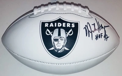 MIKE HAYNES SIGNED AUTOGRAPHED OAKLAND RAIDERS LOGO FOOTBALL BECKETT COA RARE! - Image 1 of 2