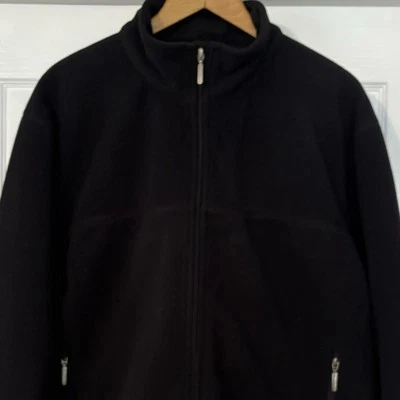 WearGuard 抓绒夹克男式 XL 黑色全拉链防风蒸汽渗透 #2936 — 第 1/4 张图片