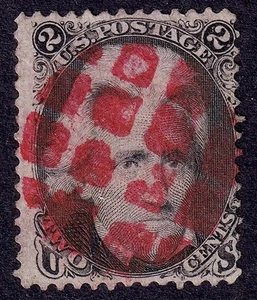 73 BLACKJACK w INTENSE RED CIRCLE of LARGE SQUARES FANCY CANCEL - A RARE DESIGN! - Picture 1 of 1