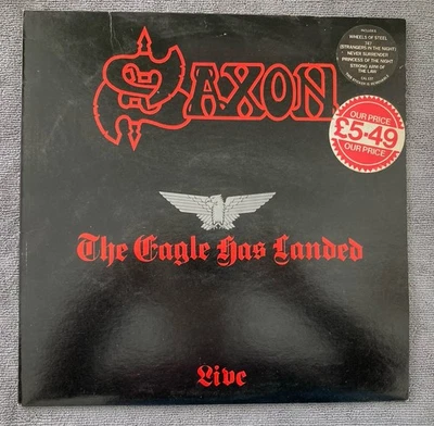 SAXON ~ THE EAGLE HAS LANDED - Vinyl LP CAL 137 Hype Sticker Play Graded EX - Image 1 of 4