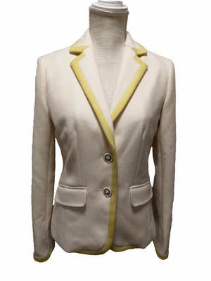 NWOT J. Crew Women's Cream Yellow Trim 100% Wool Decorative Buttons Blazer S/6 - Imagem 1 de 4