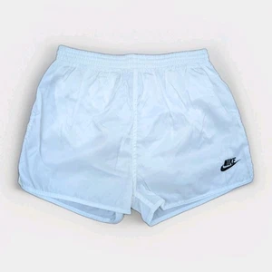 NIKE Glanz Nylon Shorts Vintage S Retro Fußball Fitness Sport weiß Running Gym - Picture 1 of 24