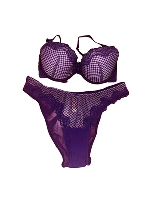 Conjunto de sujetador y bragas de encaje púrpura Adore Me - Grande (sujetador 36C) - Nuevo con etiquetas Foto 1 de 4