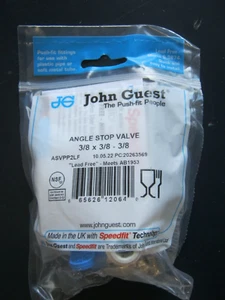 NEW John Guest ASVPP2LF Angle Stop Valve 3/8"M X 3/8"F X 3/8" tube push fit - Picture 1 of 2