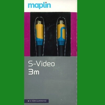 Maplin 3m S-Video 3m 4 pin Din Gold Plated VHS, DVD, TV Games Console Cable Lead - Image 1 of 2