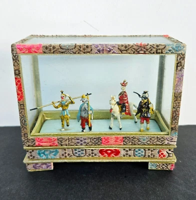 Antique Vintage Chinese TIN ENAMEL MINIATURE WARRIORS FIGURINE - Image 1 of 4
