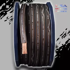 10ft. 1/0 AWG FLAT Gauge BLACK Power OFC Wire Stranded Copper Volt Marine Cable - Picture 1 of 8