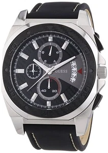 GUESS W17525G1 SPHERE Herrenuhr Kautschuk/Lederband schwarz - Imagen 1 de 2