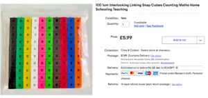 100 1cm Interlocking Linking Snap Cubes Counting Maths Home Schooling Teaching - Picture 1 of 3