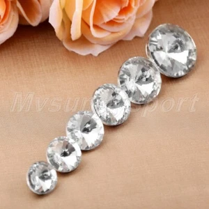 Diamond Bright Crystal Upholstery Sewing Buttons Glass & Metal Parts 10 PCS - Picture 1 of 26