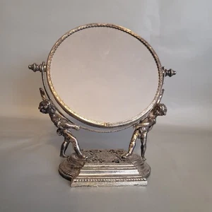 Vintage Stylebuilt Doppel Cherub Waschtisch Boudoir Spiegel 2-seitig vergrößert/normal - Bild 1 von 11