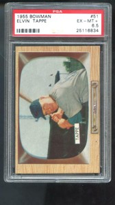 1955 Bowman #51 Elvin Tappe PSA 6.5 Graded Baseball Card Cincinnati Reds MLB