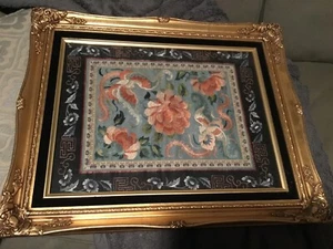 AUTHENTISCHE ANTIKE CHINESISCHE SEIDENSTICKPLATTE AUS DEM 19 JAHRHUNDERT VERBOTENE KUNST - Bild 1 von 11