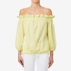 Nwt! Seed Heritage [Sz L] Off Shoulder Gingham Blouse Yellow White Ruffles