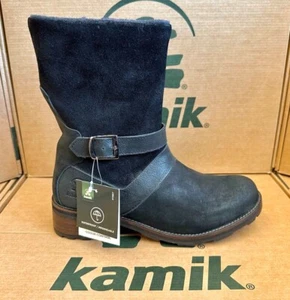 Kamik - Isabella wasserdichte schwarze Damen-Winterstiefel aus Wildleder neu im Karton - Bild 1 von 5