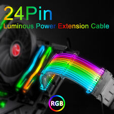 24 Pins RGB Luminous Power Extension Cable 200mm RBW ATX DIY Computer Game Case