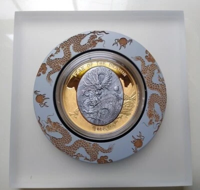 2024 $100 Solomon Islands 5 oz. Gold Year of the Dragon Proof w Mother of Pearl - Image 1 of 4