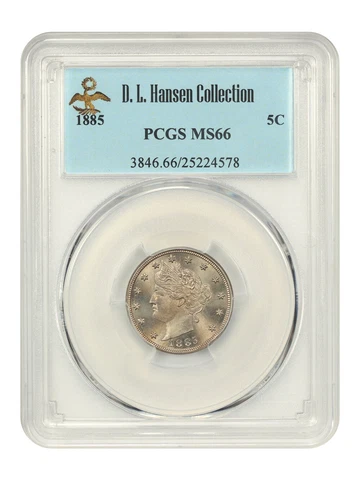 1885 5c PCGS MS66 ex: D.L. Hansen Cover