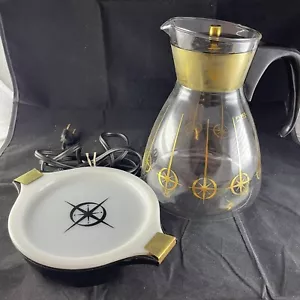 Vintage Mid Century Pyrex Glass Coffee Carafe With Electric Warming Plate - Picture 1 of 9
