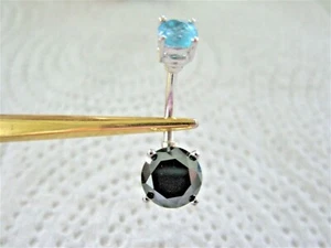 2.40ctw BLACK DIAMOND BELLY RING w/AQUAMARINE,CERTIFICATE, DIAMOND TESTER,DOUBLE - Picture 1 of 8
