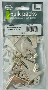 20 x Mirror Picture Corner Holder Nickel Wall Mounting Bracket 6mm Fixing - Picture 1 of 2
