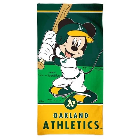 OAKLAND A'S MICKEY MOUSE SPECTRA BEACH TOWEL 30"X60" COTTON PLUSH DISNEY Cover