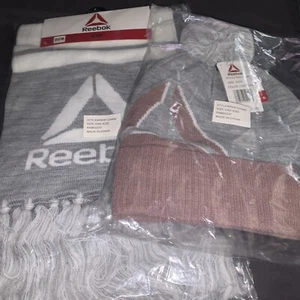 Reebok Womens OSFM Pompom Beanie Lt Grey Combo & Rally Scarf W/Logo Brand New - Picture 1 of 8