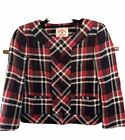 Brooks Brothers Red Fleece Tartan Plaid Womens Jacket Sz 4 Wool Blend Full Zip