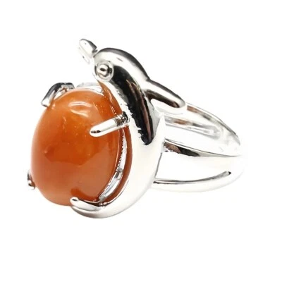 Оптовые и розничные кольца ювелирные изделия ручной работы с животными дельфинами розовым кварцем аметистом - Изображение 1 из 4