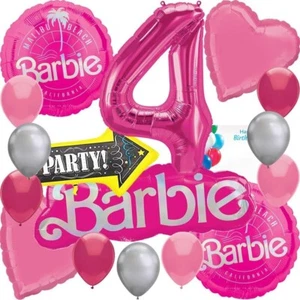 Anagram Barbie Birthday Party Foil Balloon Bouquet Set for 4th Birthday - Picture 1 of 1