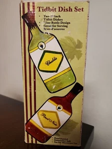 Tidbit Dish Set. Wine Bottle Design. Great For Serving Hors D' Oeuvres. OOB4Pics - Picture 1 of 3